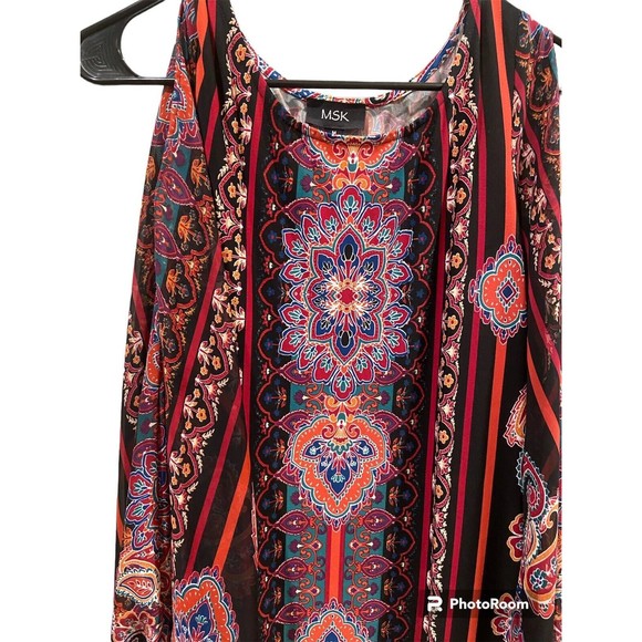 MSK Women’s Floral Dress Cold Shoulder Sleeve Size M - Picture 2 of 7